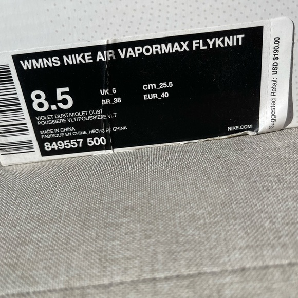Size 8.5 Nike VaporMax in violet dust - Picture 9 of 11